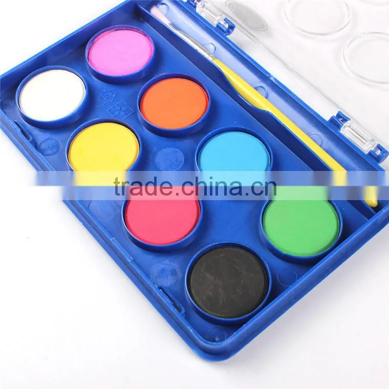China Hot Selling High Quality 12Colors Dry Water color Paint Set For Kids With Brush