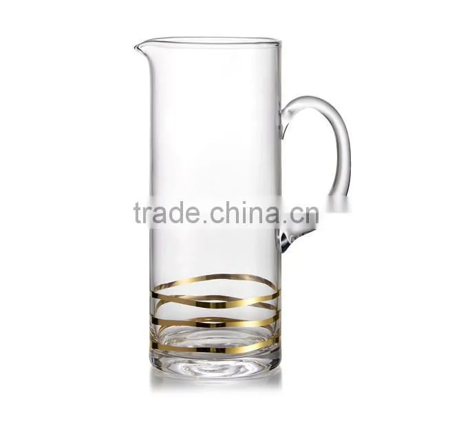 Real gold Spiral circle Glass Pitcher Mexico style leadfree customized size long straight handblown manufacture clear In stocks