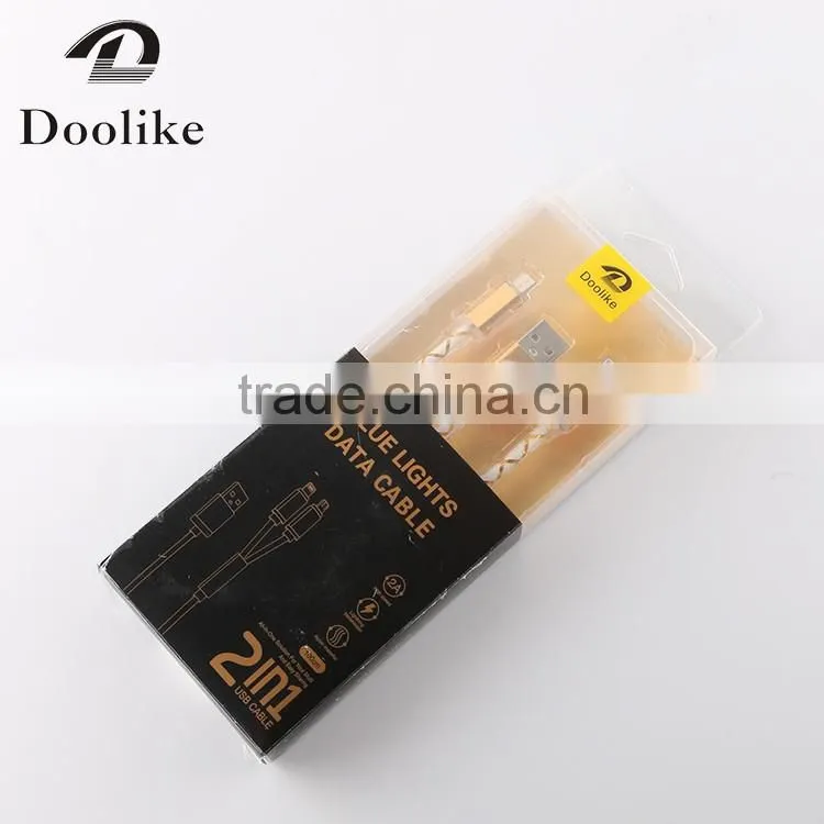 Hot selling 2 in 1USB Cable For Samsung Mrice USB Cable 1m Wholesale For Iphone data Cable