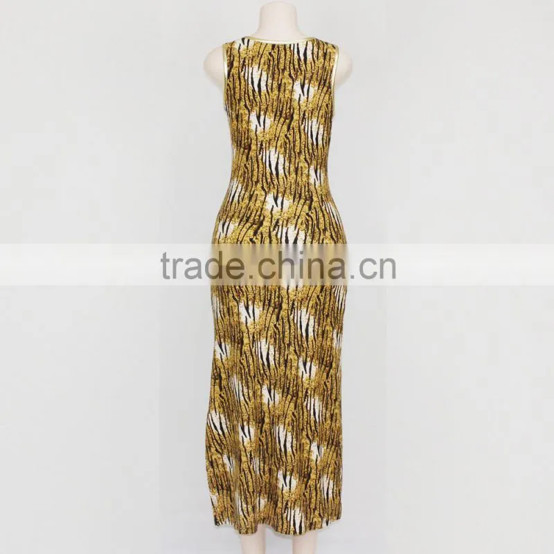 New design comfortable o neck printed sleeveless casual ladies beach long dress