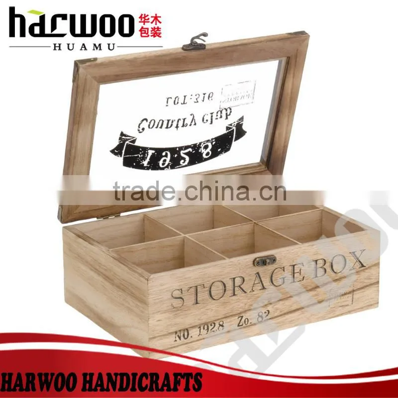 Glossy varnish with golden closure wooden tea storage box,12 compartments tea box