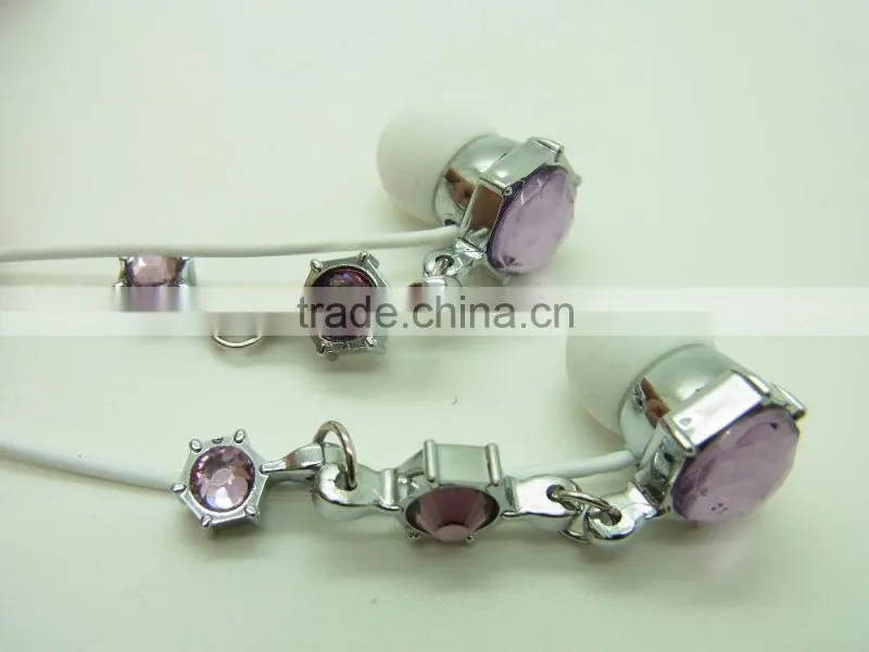 jewelry bling crystal earbud for girls