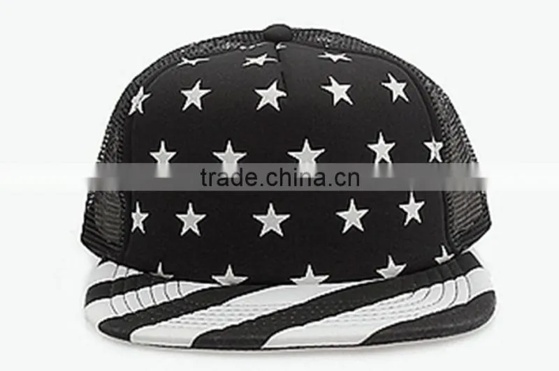 flat brim 5panel custom trucker hats with mesh