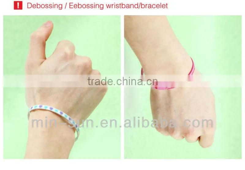 2014 debossed 100% silicone bracelets wristbands