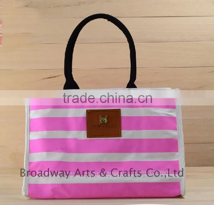 Top quality waxed canvas shoulder tote bag leather handle