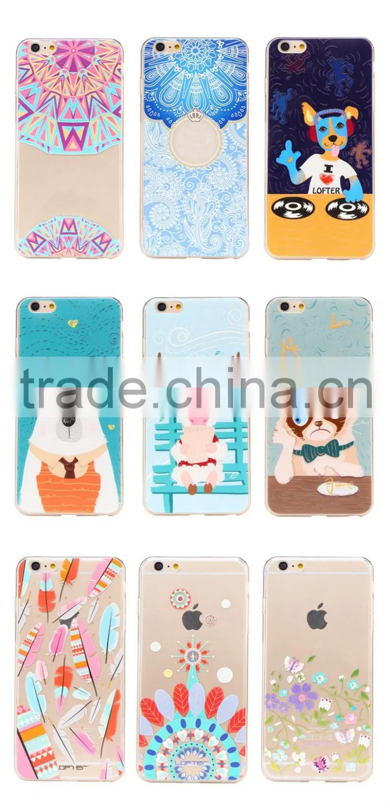 Wholesale hot candy color plastic mobile phone cover case for iphone 6 6s soft silicon 3D print relief designer phone cases