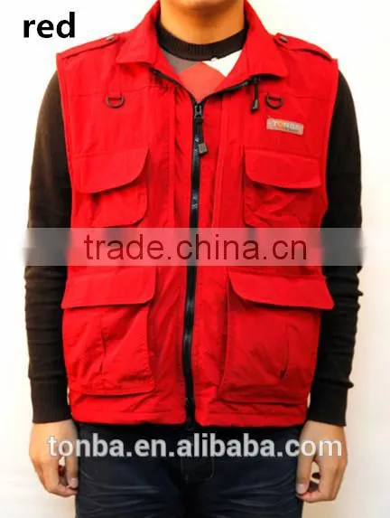 Customized Waterproof Nylon Potography Vest and Camera Vest Jacket-Red