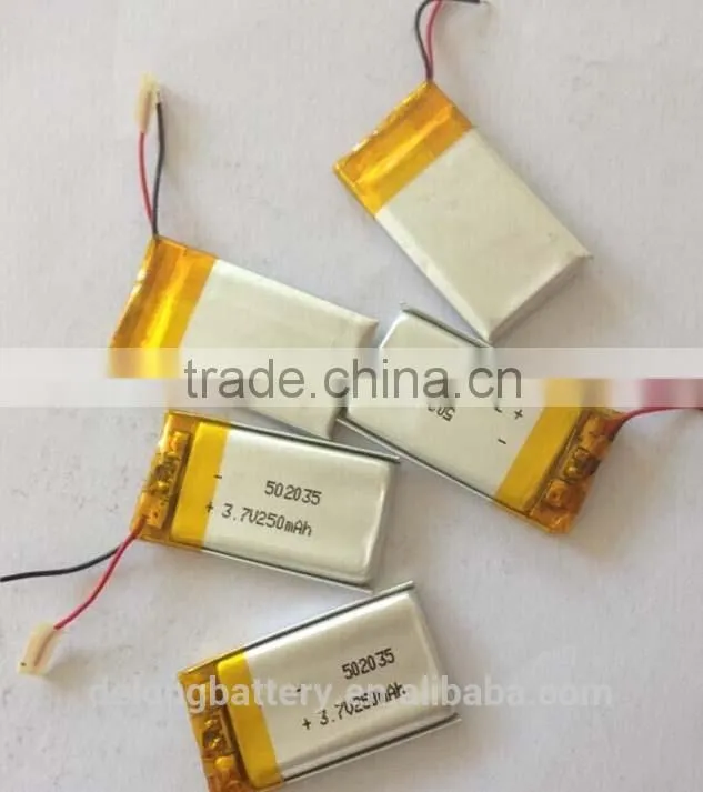 502035 lipo battery 3.7v 250mah customized lipo battery