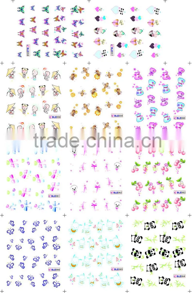 Most popular cheap water transfer printing BLE nail sticker for sale 2015