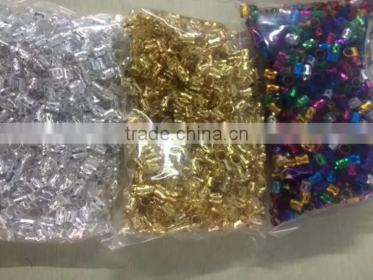 Dread Lock Dreadlocks Braiding Beads Golden Metal Cuffs Hair Accessories Decoration Filigree Tube 8mm 10pcs Pack