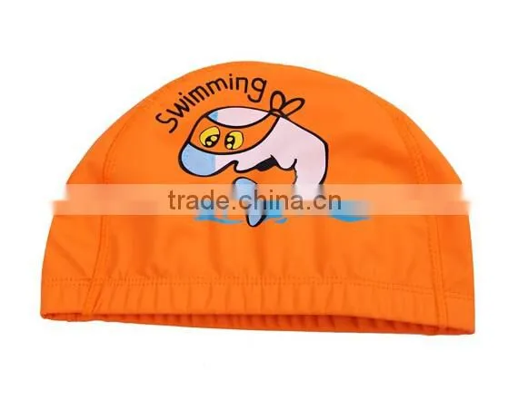 Children Comfortable Wear PU Waterproof Earmuffs Cartoon Dolphin Swimming Cap
