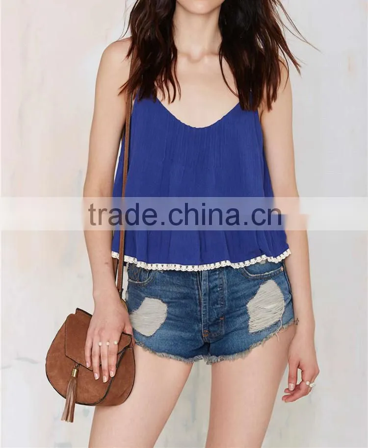 Hot girl fashion double layer spaghetti strap short cami tops one piece camisole SYA15387