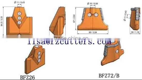 BFZ26 BFZ72/B Foundation drilling casing bits quick change bars replaceable blocks piling rig flat teeth