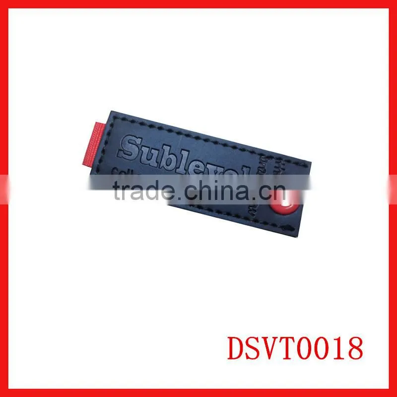 Embossed pu /genuine leather label jeans washable leather patch