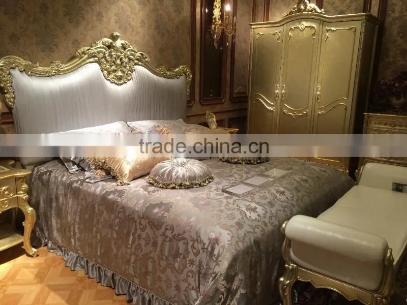 Latest wooden bedroom furniture double bed designs Bed Bedside table Wardrobe Dressing table Bench Commode