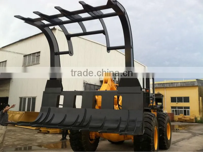 LTMA log loader for timber wheel loaders with clamp