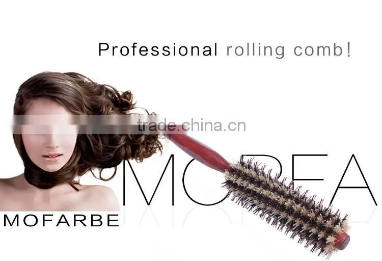 Roll Hair Care Brush Hairdressing Styling Curly Comb With Wooden Handle