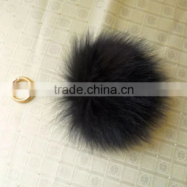 Cute Fashion Wholesale Real Fluffy Fox fur Pompon Ball Keychain with Cheap Price