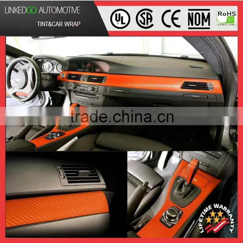 Promotional Carbon Fiber Sheet 1.52*30m 3D Pink self adhesive Customized Car Accessory