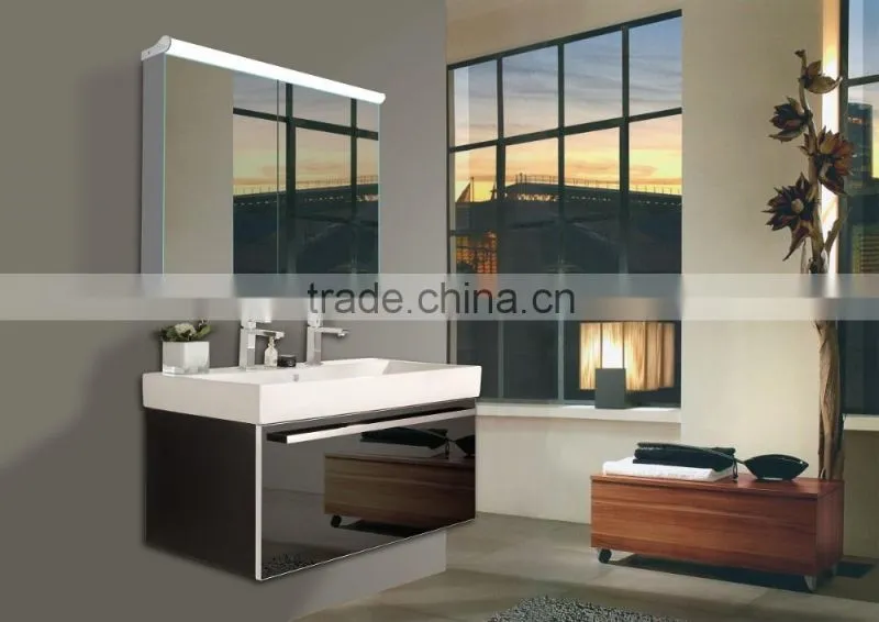 Modern bathroom mirror cabinet with led illuminated lights inside