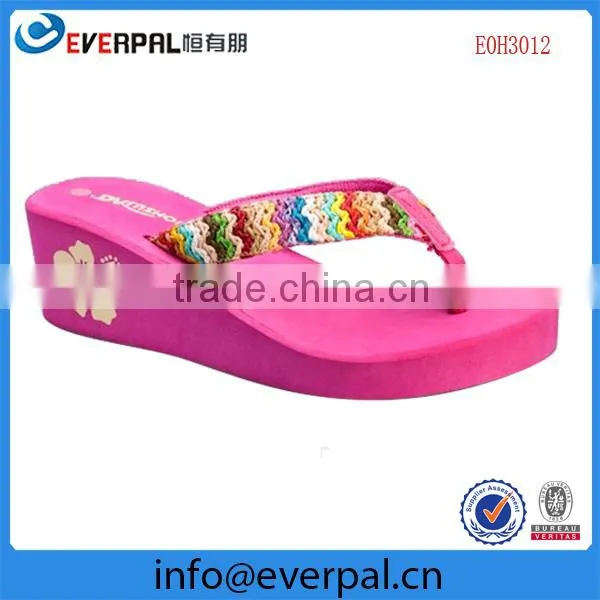 Ladies colorful platform flip flop sandals fancy wedge slipper