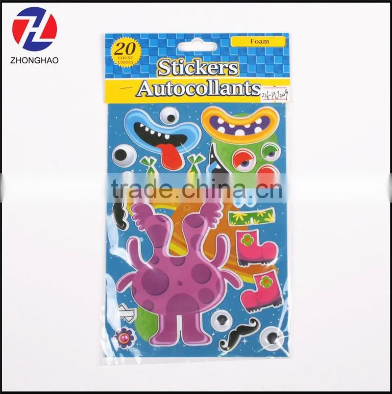 New design custom unique dress up doll puffy sticker