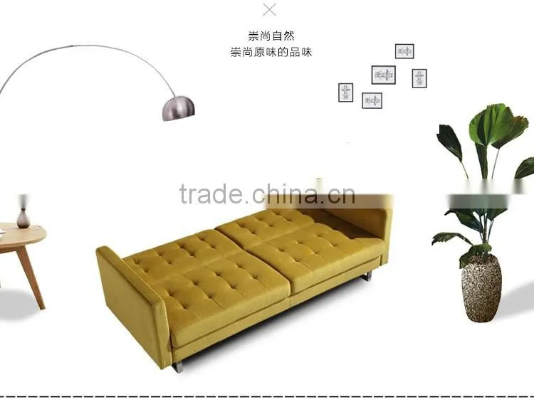 modern convertible simplistic linen futon bed, yellow