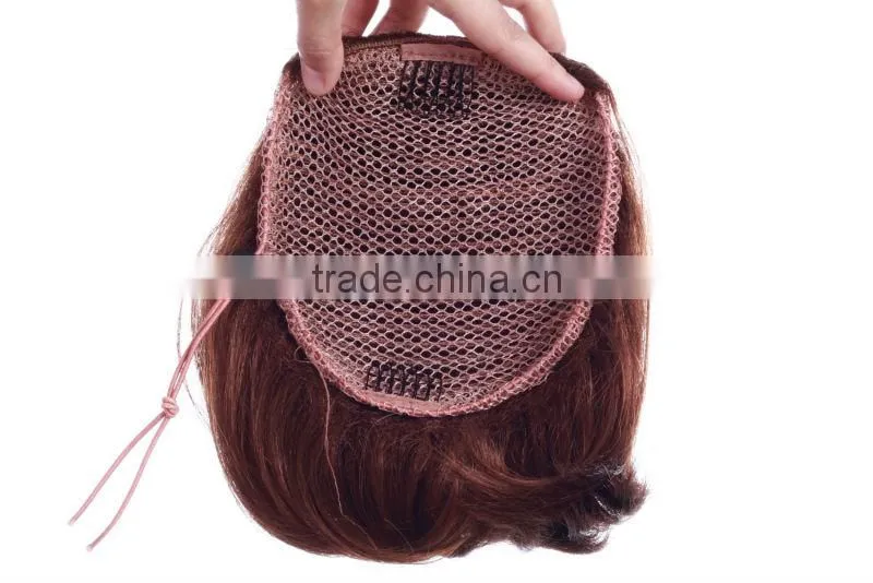 Red wine clip on hairpieces front hair wig bangs