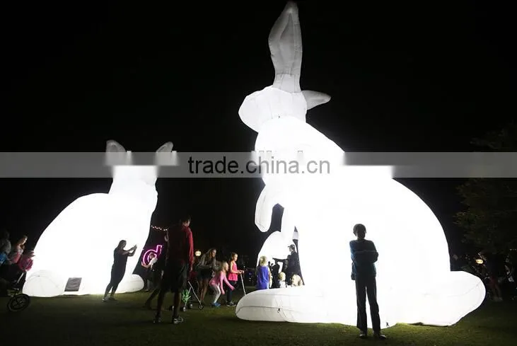 Giant Inflatable Rabbit Inflatable LED Floodlight Bunny for Advertising Decoration