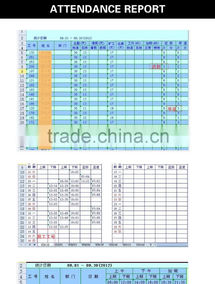 OC007 4.3 inch Free Software Face Recognition Time Attendance System