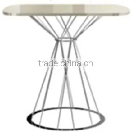 Glass Top Stainless Steel Frame Square Coffee Table