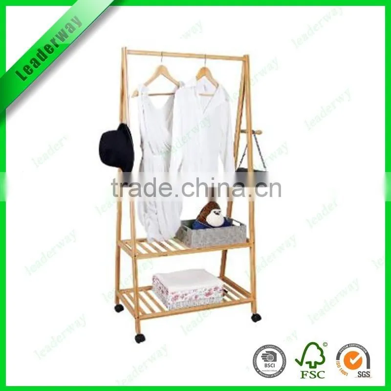 New white bamboo clothes rack for clothes in luggage rack