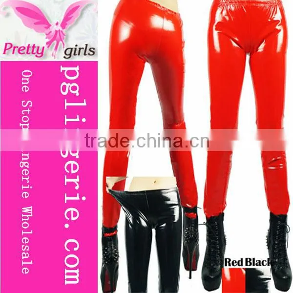 Newest fashion style pvc woman cheap silver leggings wholesale