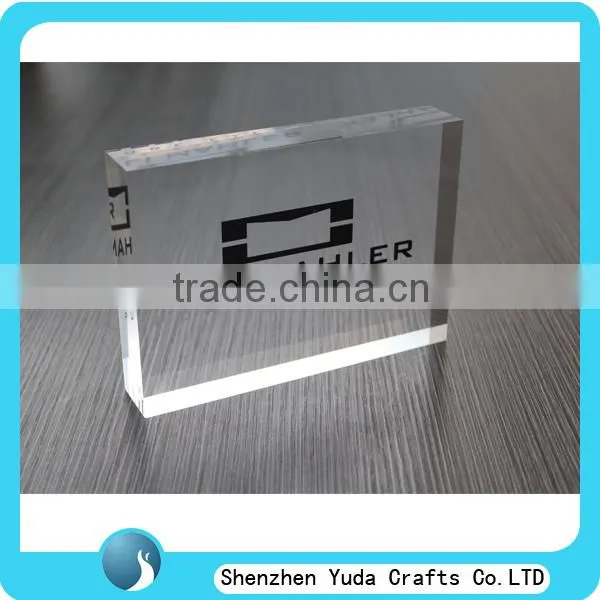 cheap price bespoke acrylic block, plexiglass brand block logo plate sign manufacture