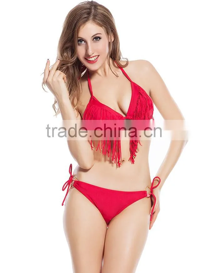 Top quality newest fashion shiny ladies sexy mature bikini beachwear