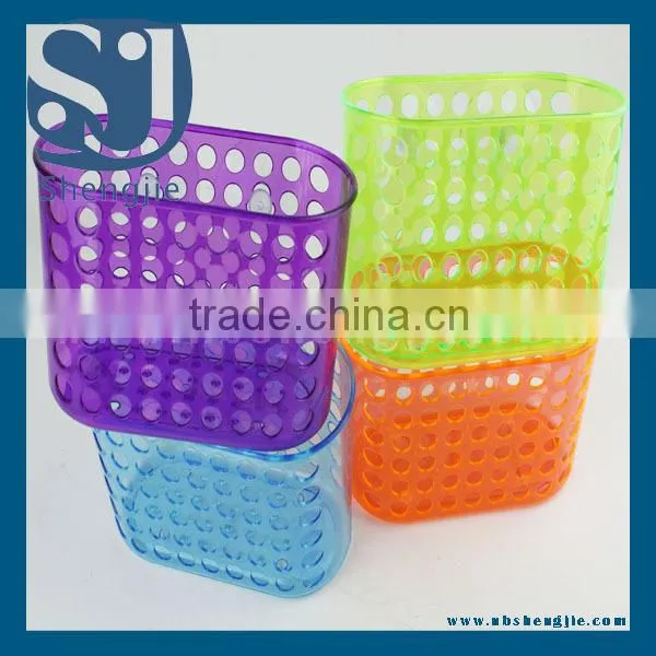 Trade Assurance Plastic suction cup bathroom basket /holders/shelf/PLASTIC BASKET bathroom basket with handle