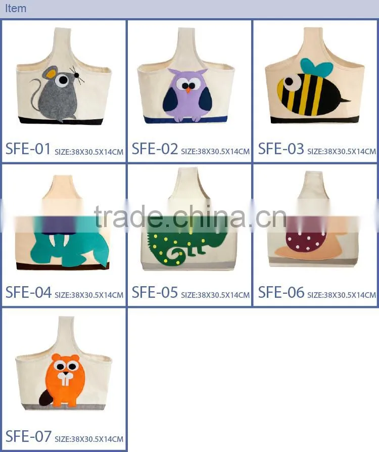 Best Seller Textile Organizer Cotton Canvas Storage Caddy with Felt Embroidery
