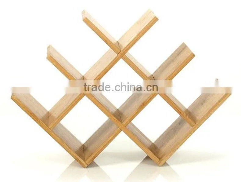 W Shape 8 Bottle Tabletop Wine Holder Wooden/Bamboo W Wine Rack