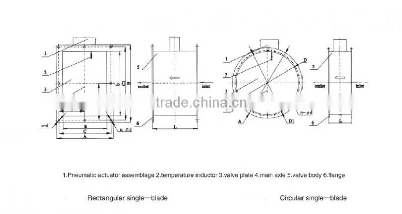 Rectangular pneumatic smoke control damper
