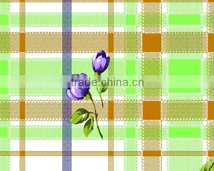 2015 Newest printed floral design pvc petal table cloth with lace/waved/straight edge