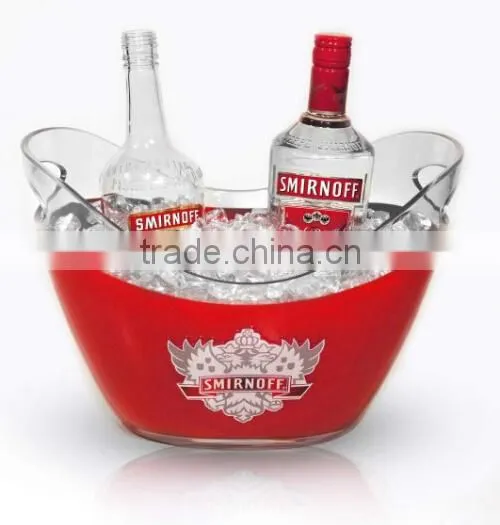 oval shape smirnoff acrylic led ice bucket for wholesale