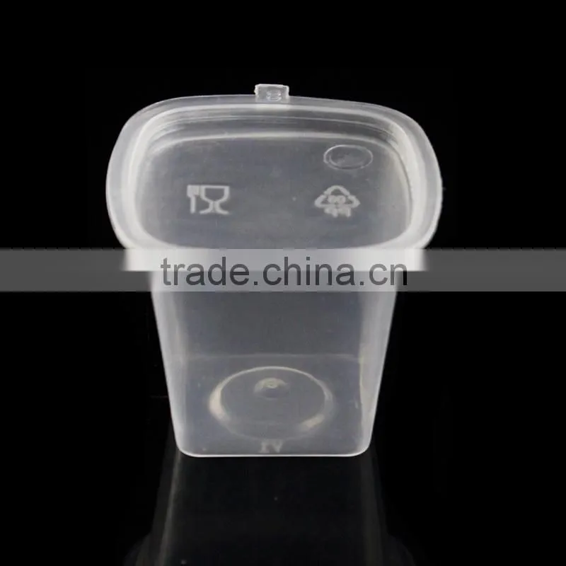 Plastic sauce container square clear cup with lid