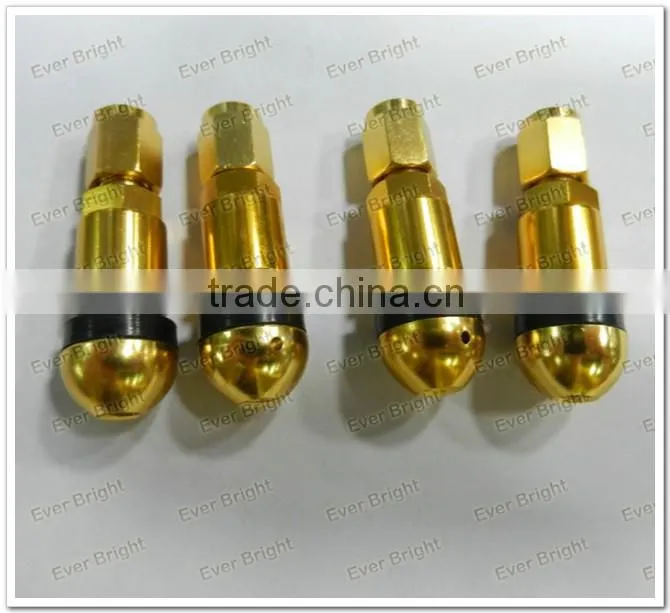Auto valve vehicles tubeless plug in wheel valve cap Gold Tone 4PCS