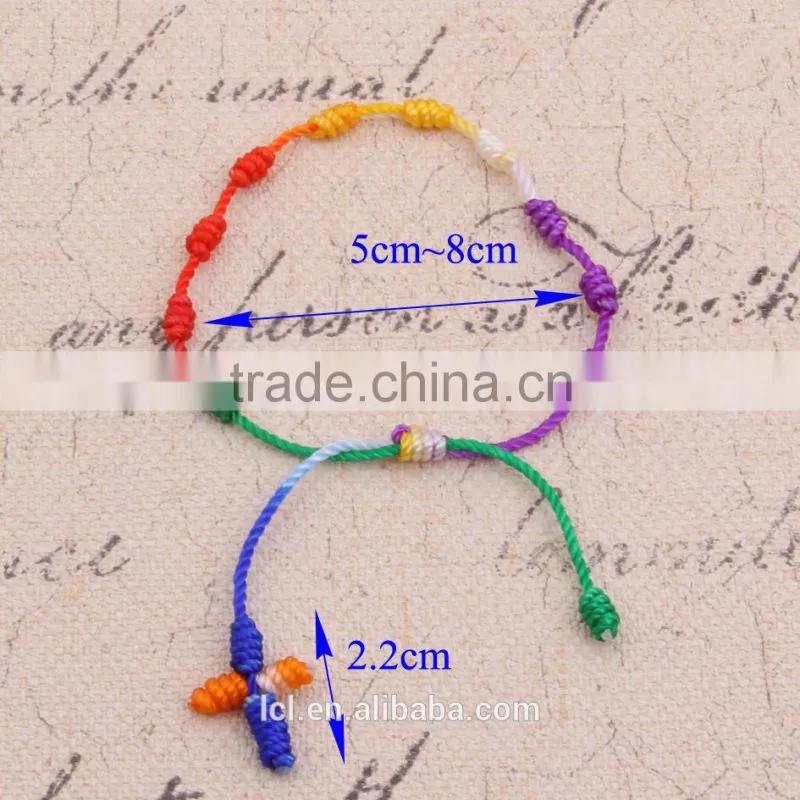 2015 new designs bracelet pure white & colorful rope cross bracelet jewelry hand made bracelet for woman cute girl childen