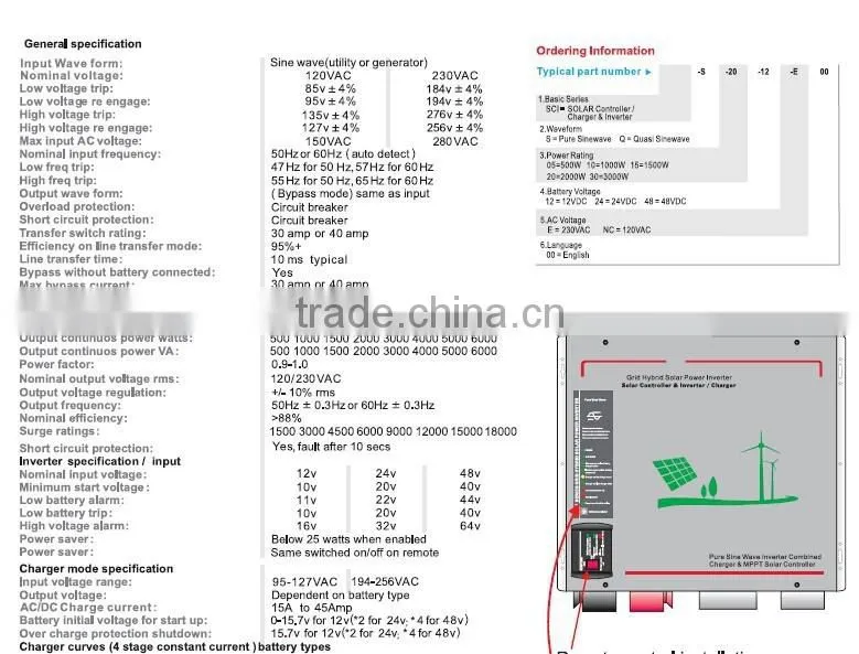 48v 5kw 5000w Solar energy hybrid inverter