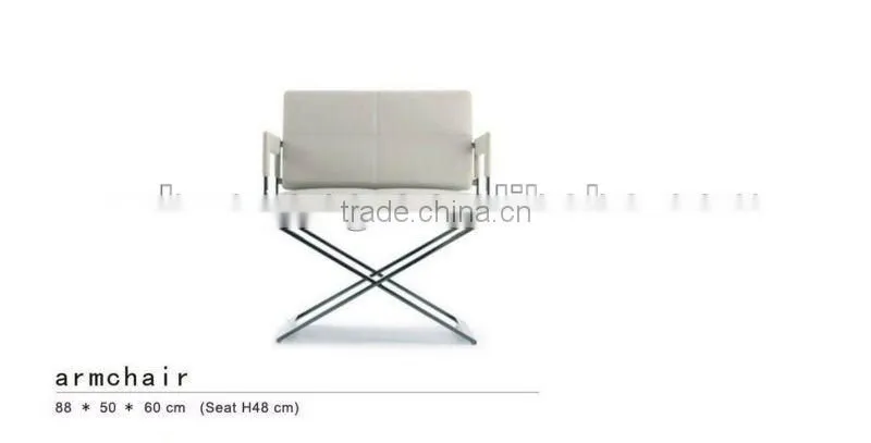 Leather & Solid Stainless Steel Legs Armchair