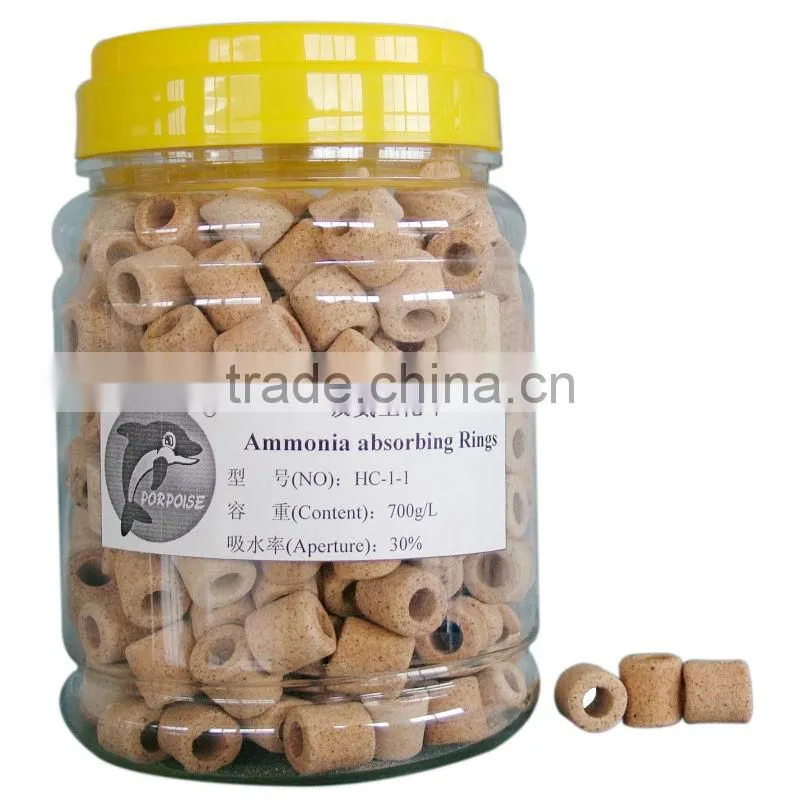 Ammonia absorbing biochemical rings filter media