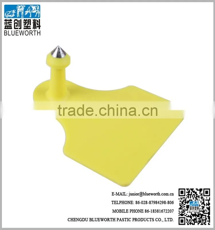 2# yellow poultry tpu plastic ear tags for pigs with metal pin