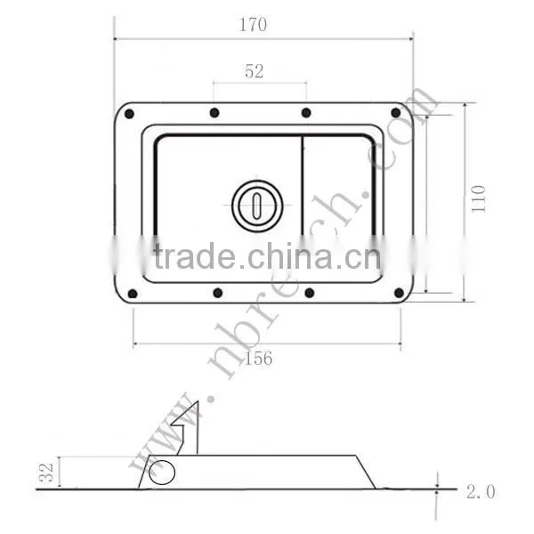 Heavy Duty Recessed Toolbox Paddle Latch with Powder Coatings