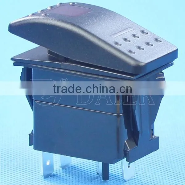 4 Blade Pins Laser Etched Rocker Switch With Red Lamp